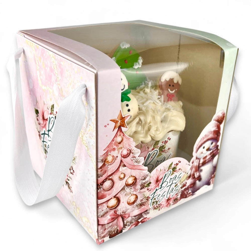 10 Caixas para Panetone de 500g com alça - Coleção Natal dos Sonhos