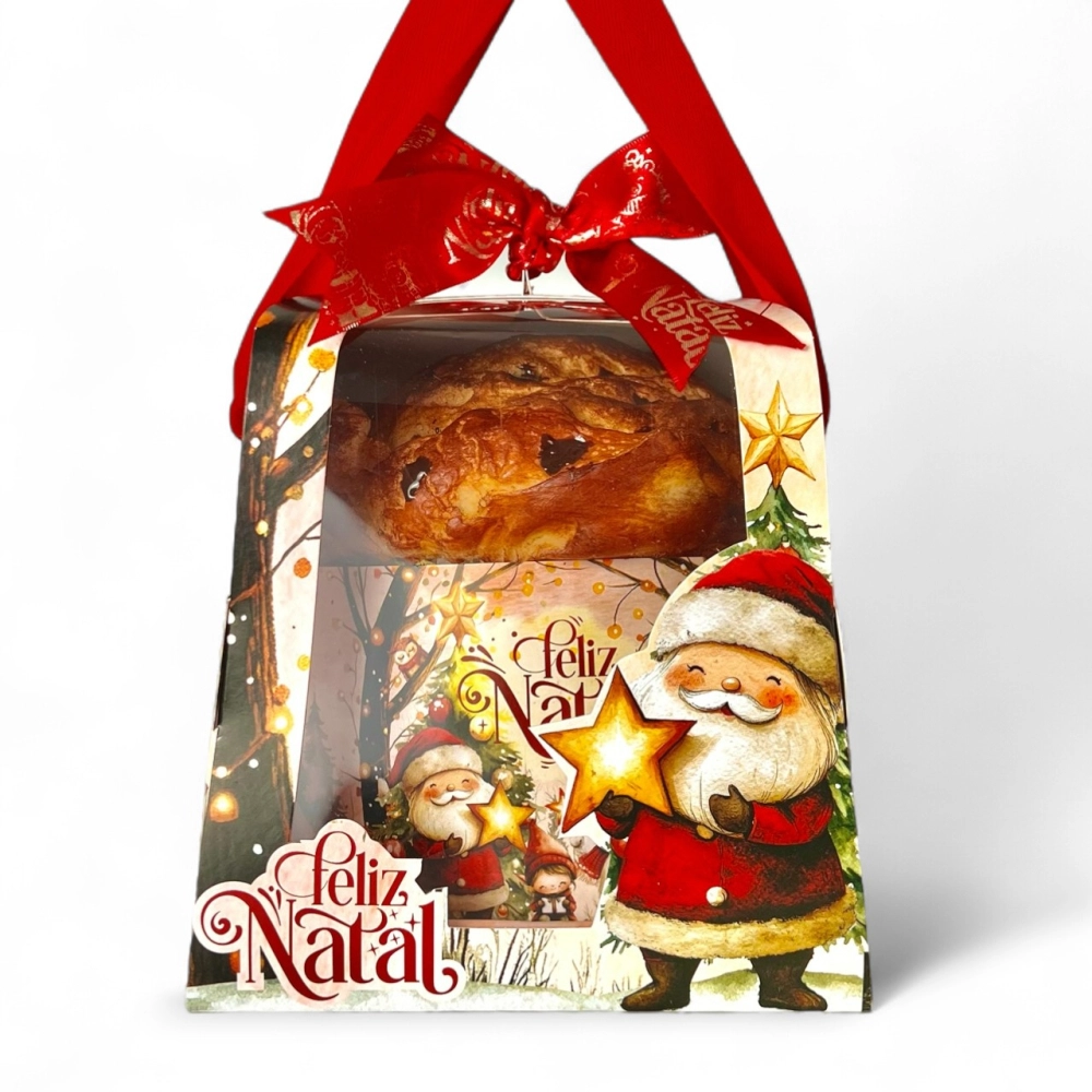 10 Caixas para Panetone de 500g com alça - Coleção Vila do Noel - Natal 2025