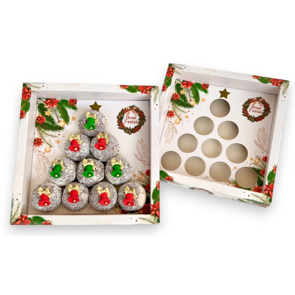 10 Caixas Árvore para 10 brigadeiros - Coleção Natal Inspirador