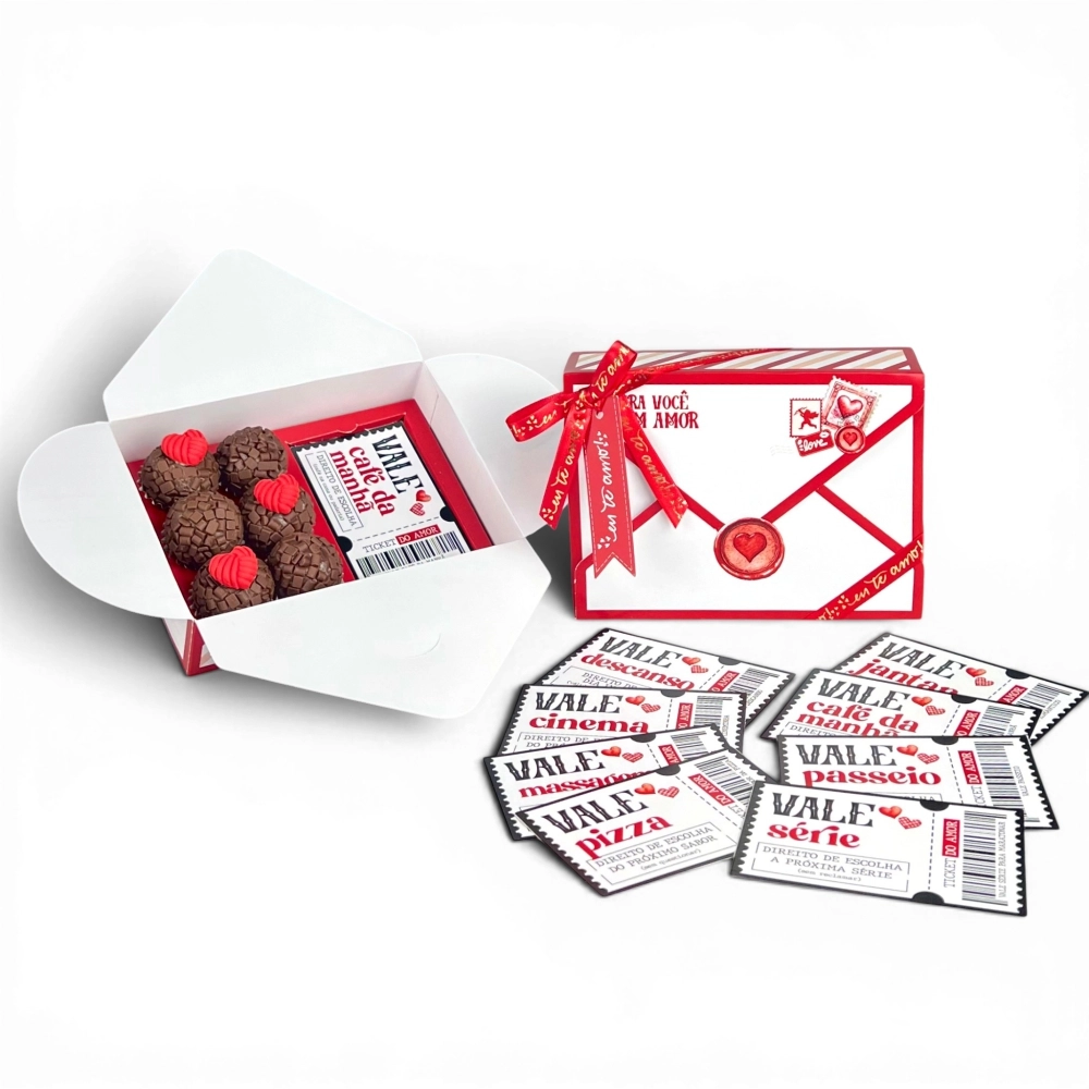 10 Caixas ❤ Vale Momentos ❤  para 6 brigadeiros + 8 cupons - Namorados 2026