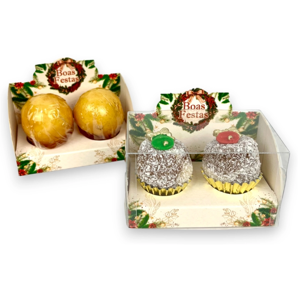 10 Caixas Vitrine para 2 brigadeiros - Coleção Natal Inspirador