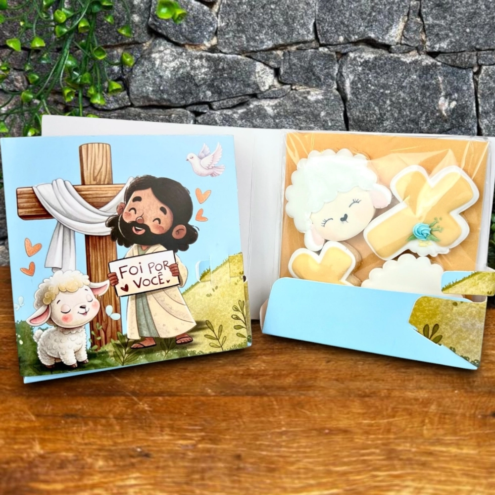 10 Embalagens Cartão p/ Biscoito - Cristão - Foi por você