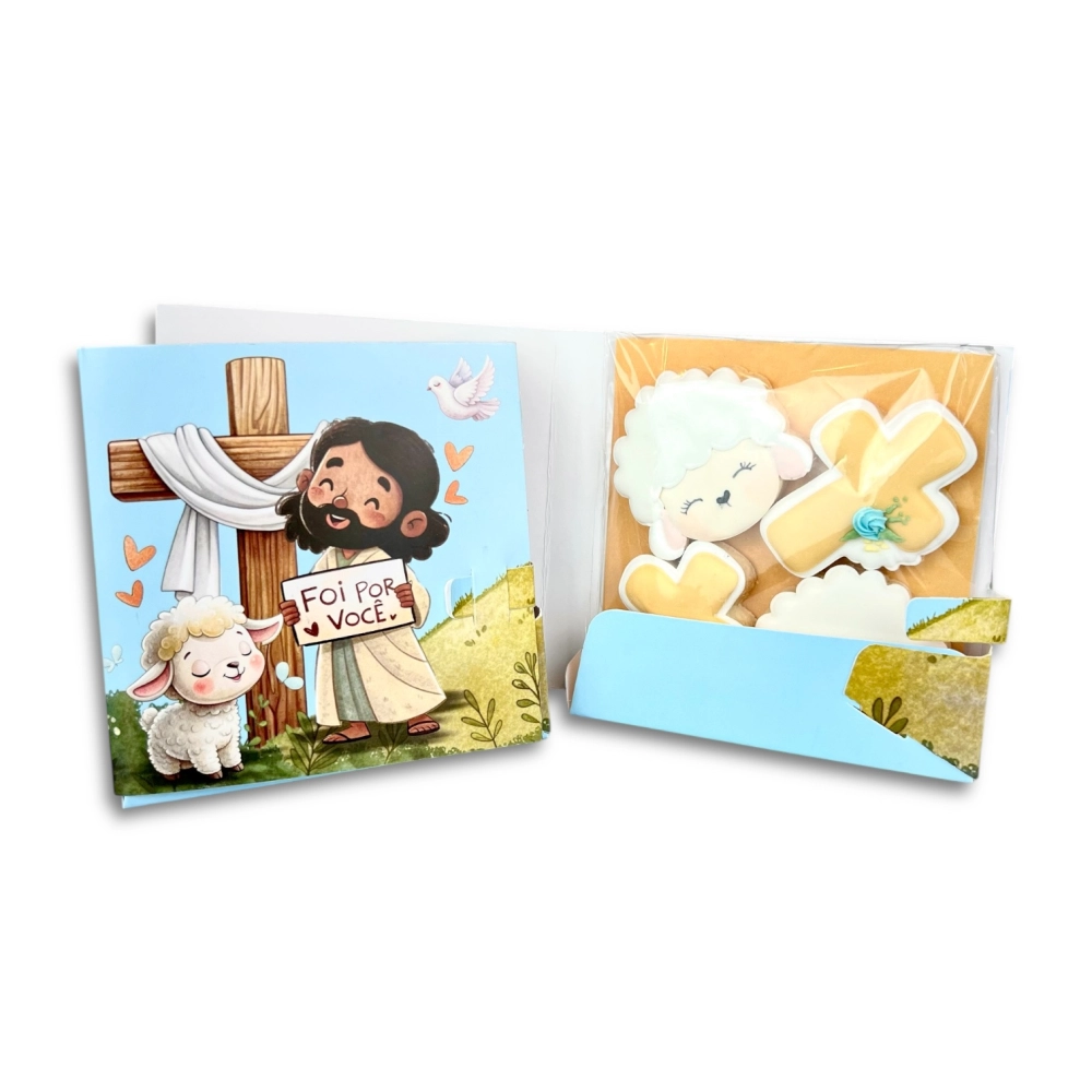 10 Embalagens Cartão p/ Biscoito - Cristão - Foi por você