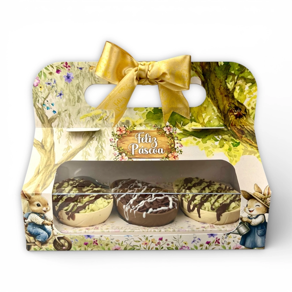 10 Maletinhas para 3 Ovos de Colher de 50g - Coleção Páscoa da Colheita