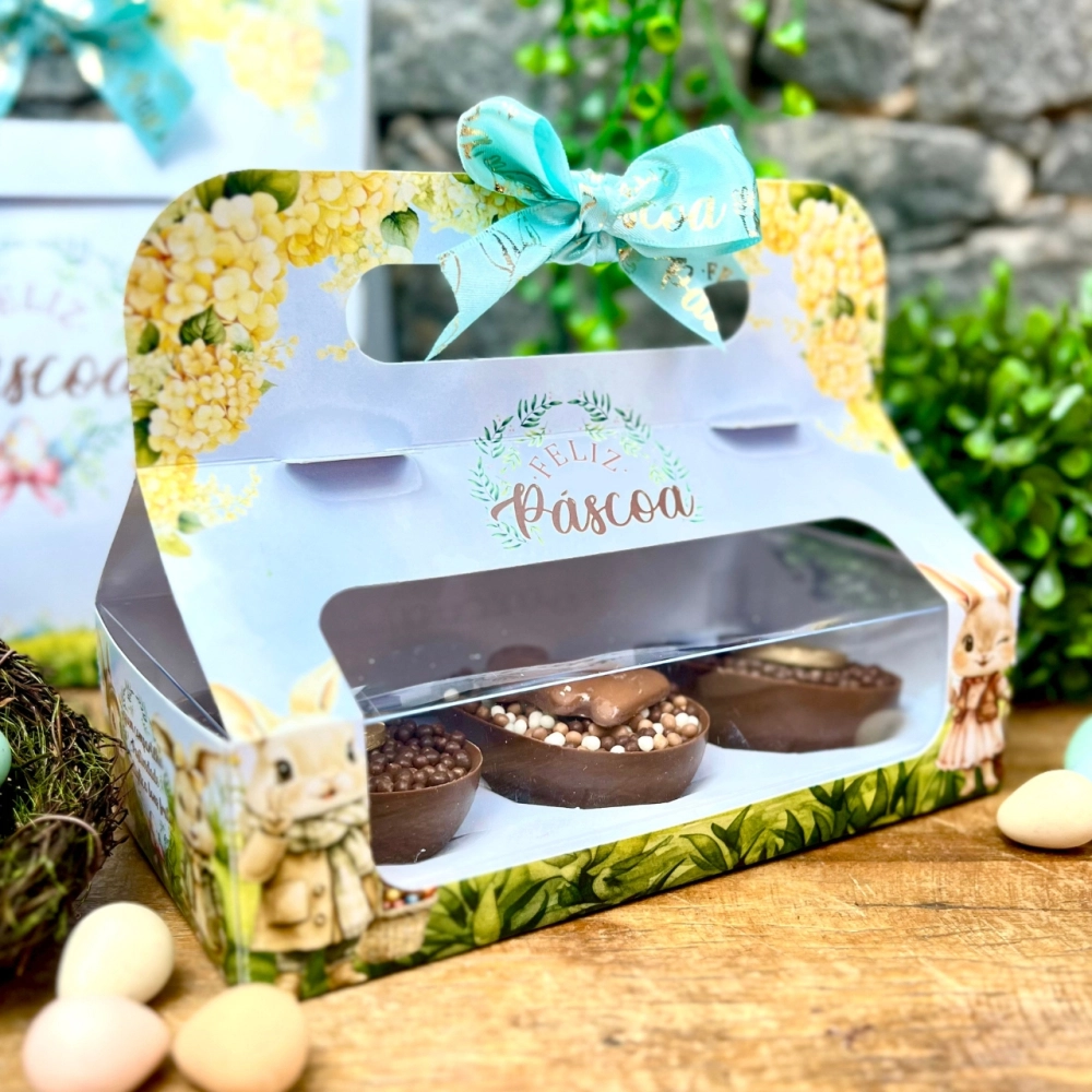 10 Maletinhas para 3 Ovos de Colher de 50g - Coleção Páscoa da Positividade