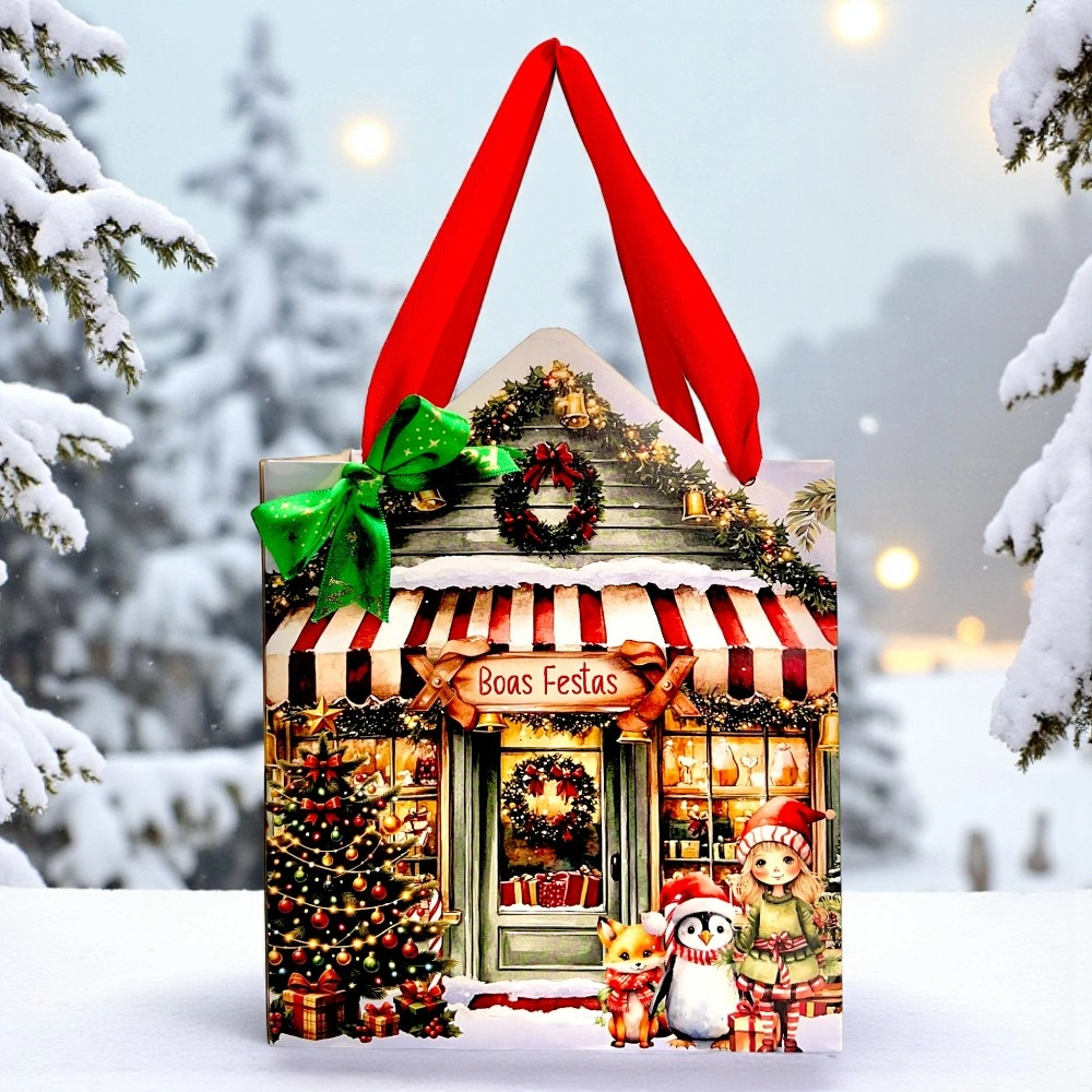 10 Sacolas 18x14 - Coleção A Magia do Natal - Natal 2025