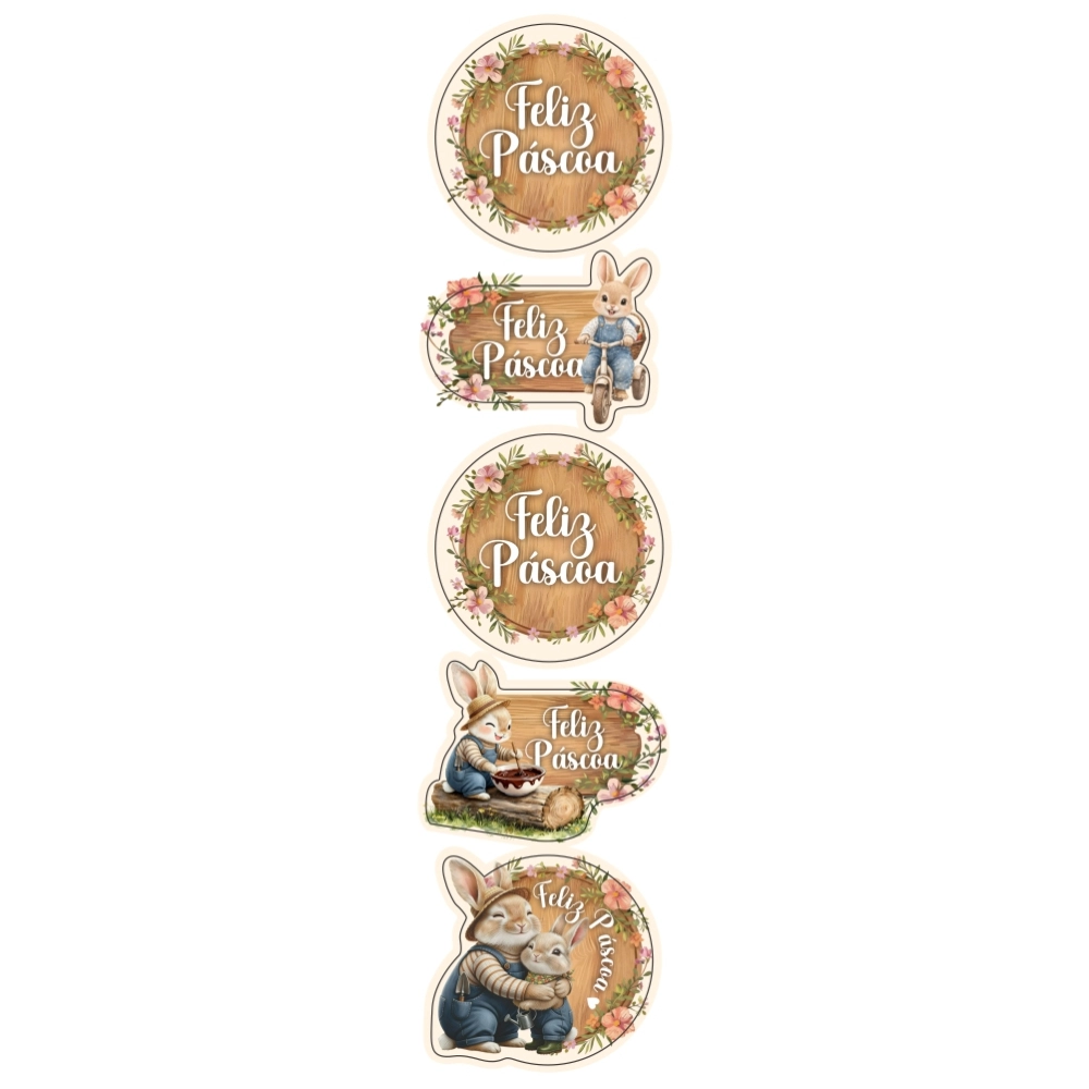 100 Adesivos +/- 4cm - Coleção Páscoa da Colheita