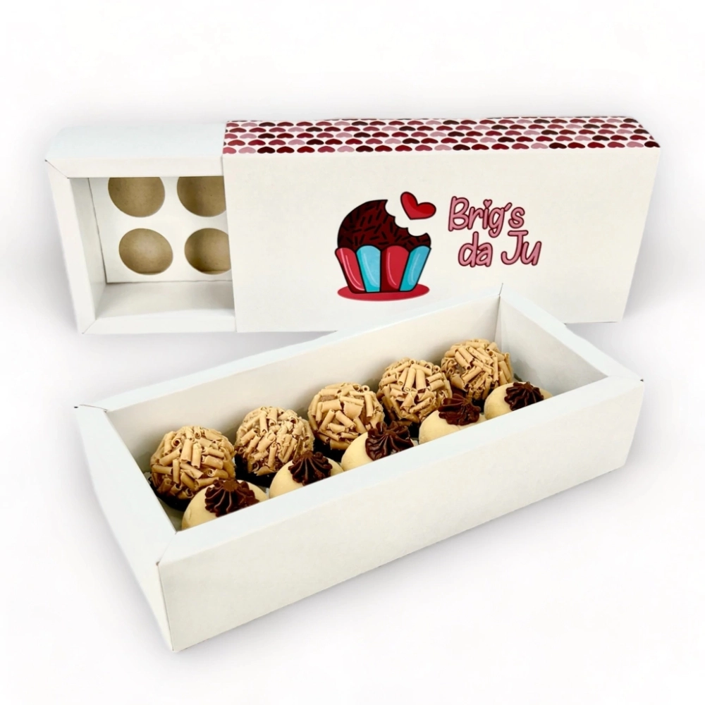 100 Caixas p/ 10 brigadeiros LUXO PERSONALIZADA