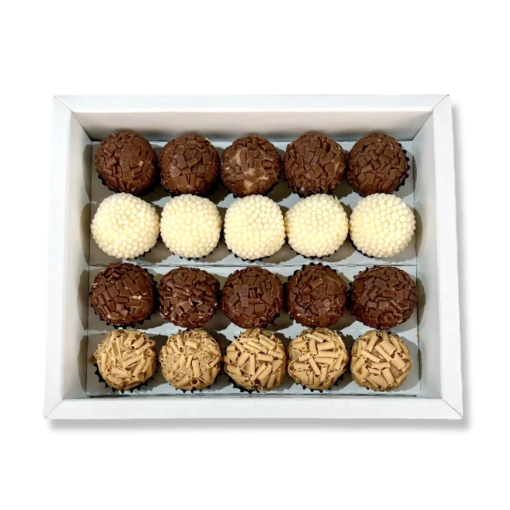 100 Caixas p/ 20 brigadeiros LUXO - PERSONALIZA