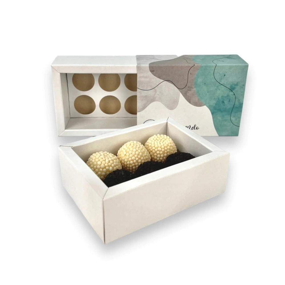 100 Caixas p/ 6 brigadeiros LUXO - PERSONALIZADA