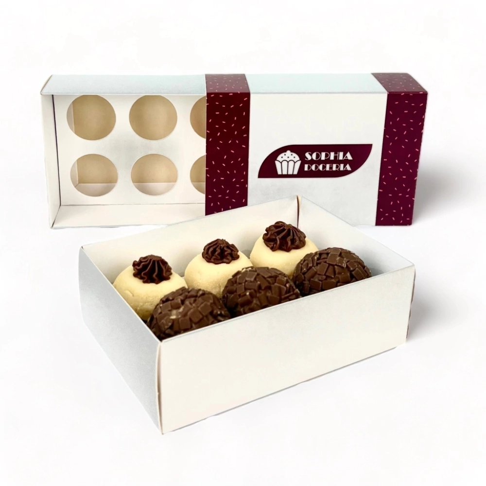 100 Caixas p/ 6 brigadeiros - Personalizada