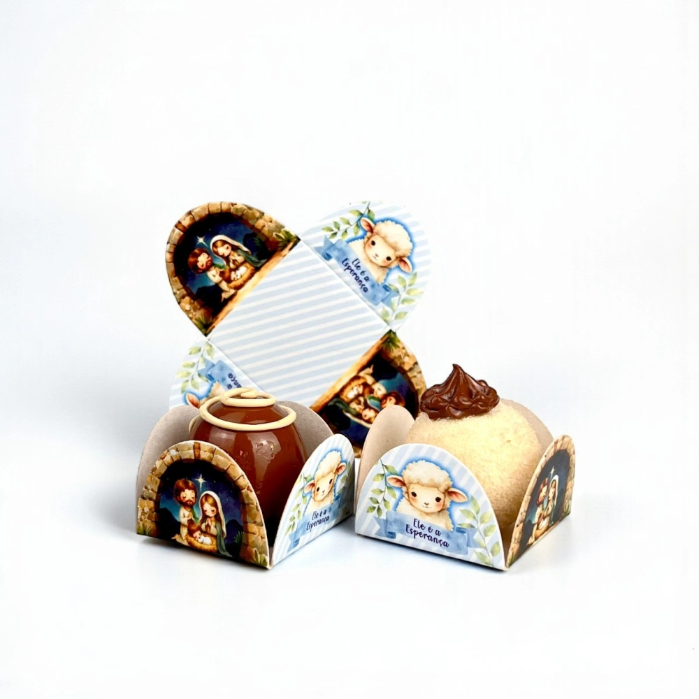 100 Forminhas 4 pétalas - Coleção Cristã - Cordeiro - Natal 2025