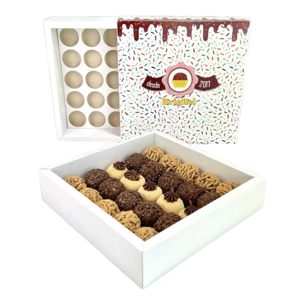 25 Caixas para 25 brigadeiros - Personalizada c/ sua marca