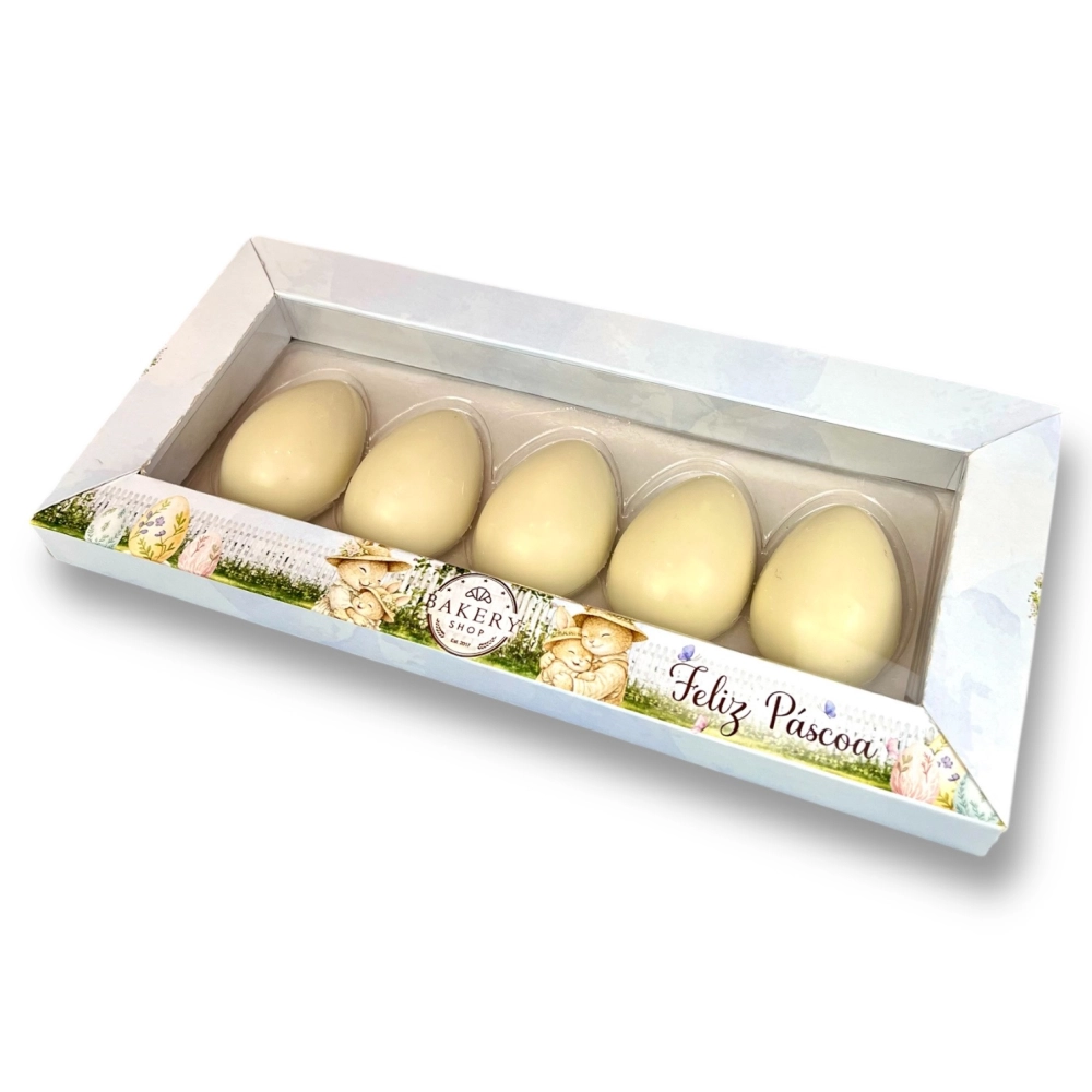 25 Caixas para 5 Ovos recheados de 50g - PERSONALIZADA - Páscoa 2026
