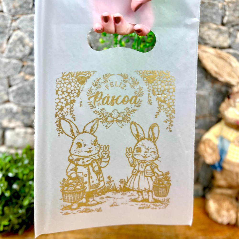 25 Sacolas Plástica 20x30 - Coleção Páscoa da Positividade