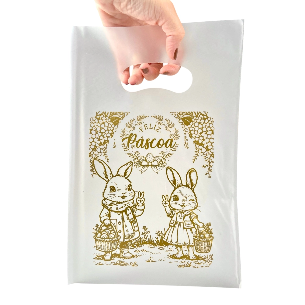 25 Sacolas Plástica 20x30 - Coleção Páscoa da Positividade
