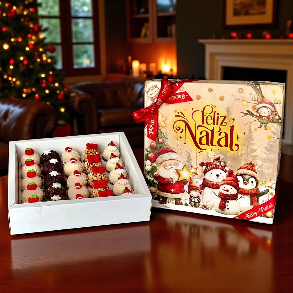 5 Caixas para 25 brigadeiros - Coleção Vila Noel -Natal -2025