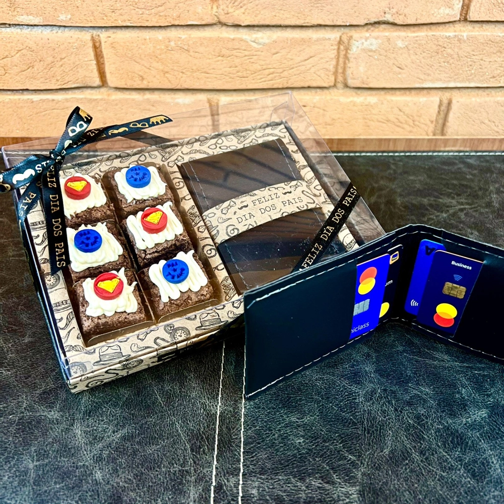 5 Caixas Porta-Cartões + 6 brigadeiros - Dia dos Pais 