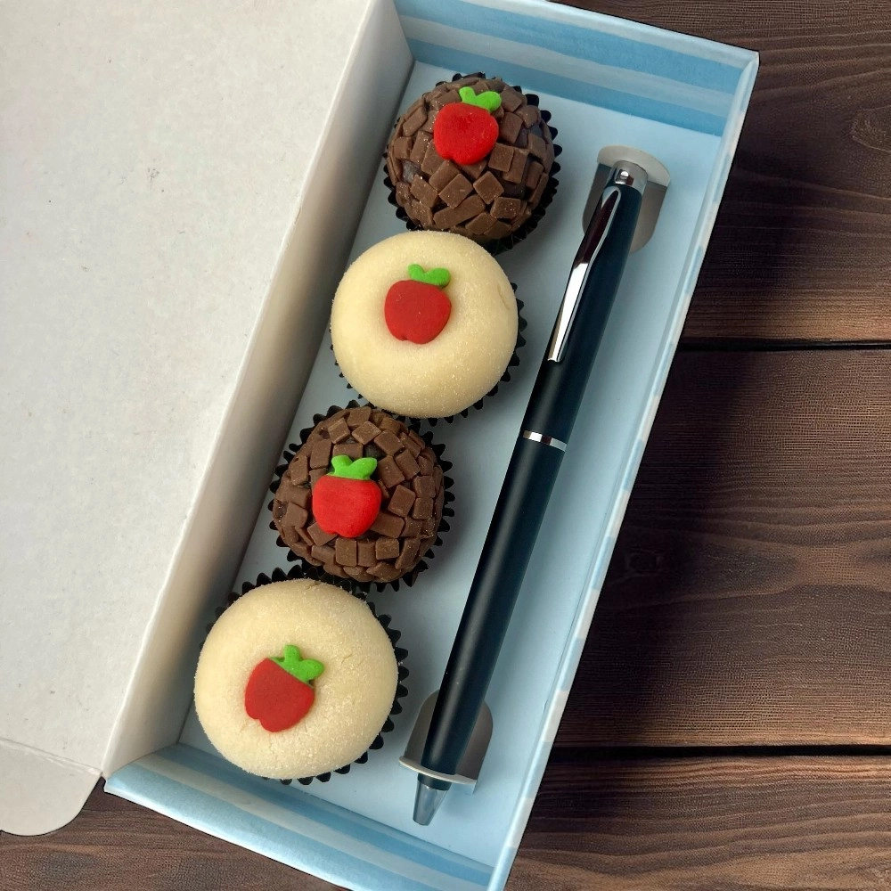 5 Embalagens para Caneta + 4 brigadeiros - Dia dos Professores - Coleção PROF´S