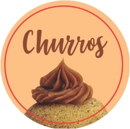 50 Adesivos redondos c/ 2cm - Churros
