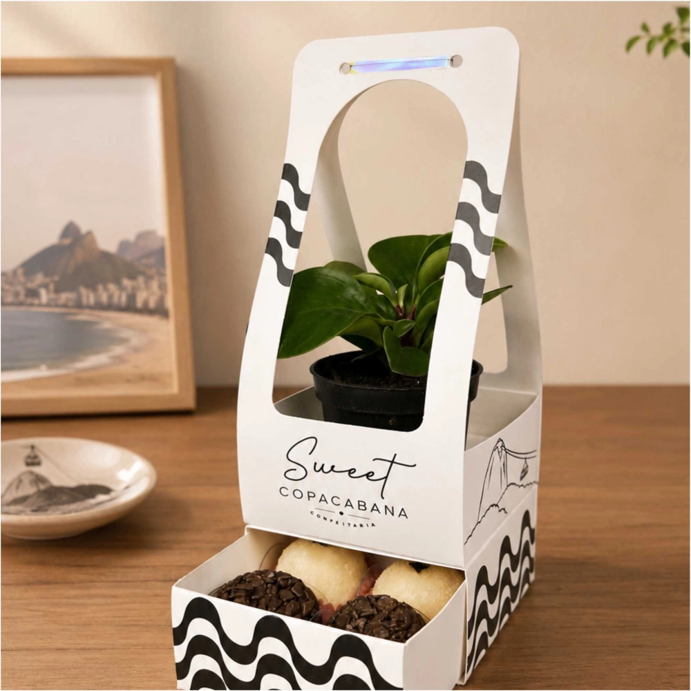 50 Cachepots para mini suculentas + 4 brigadeiros - Personalizado com sua marca