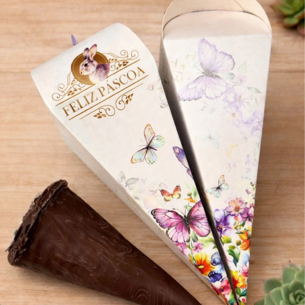 50 Embalagens para Cone Trufado - Coleção Páscoa da Trasformação